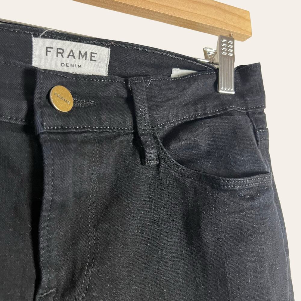 Frame Le Skinny de Jeanne Film Noir Black Mid Rise Jeans Size 26 - Picture 5 of 11